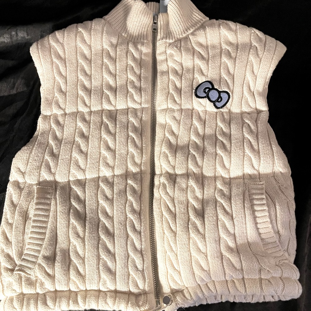 Cream Hello Kitty Cable Knit Vest